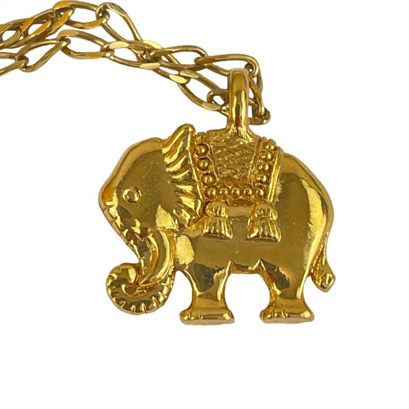 Gold-Tone Coin Pendant Necklace With Rope Chain & Elephant Charm - Picture 6 of 8